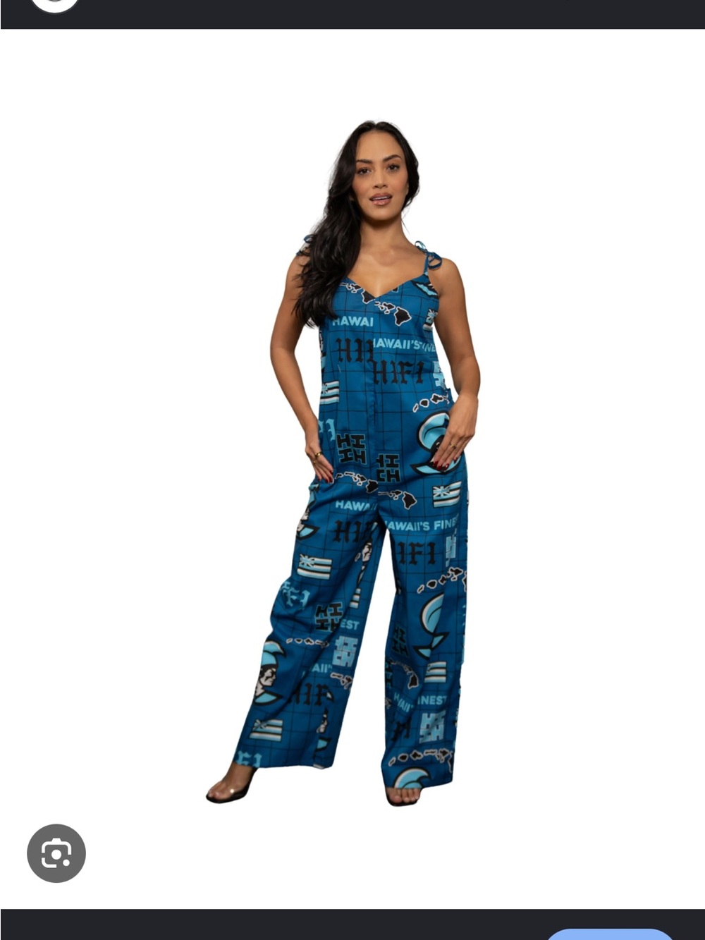 Hawaii's Finest Teal Graphic Wide-Leg Jumpsuit